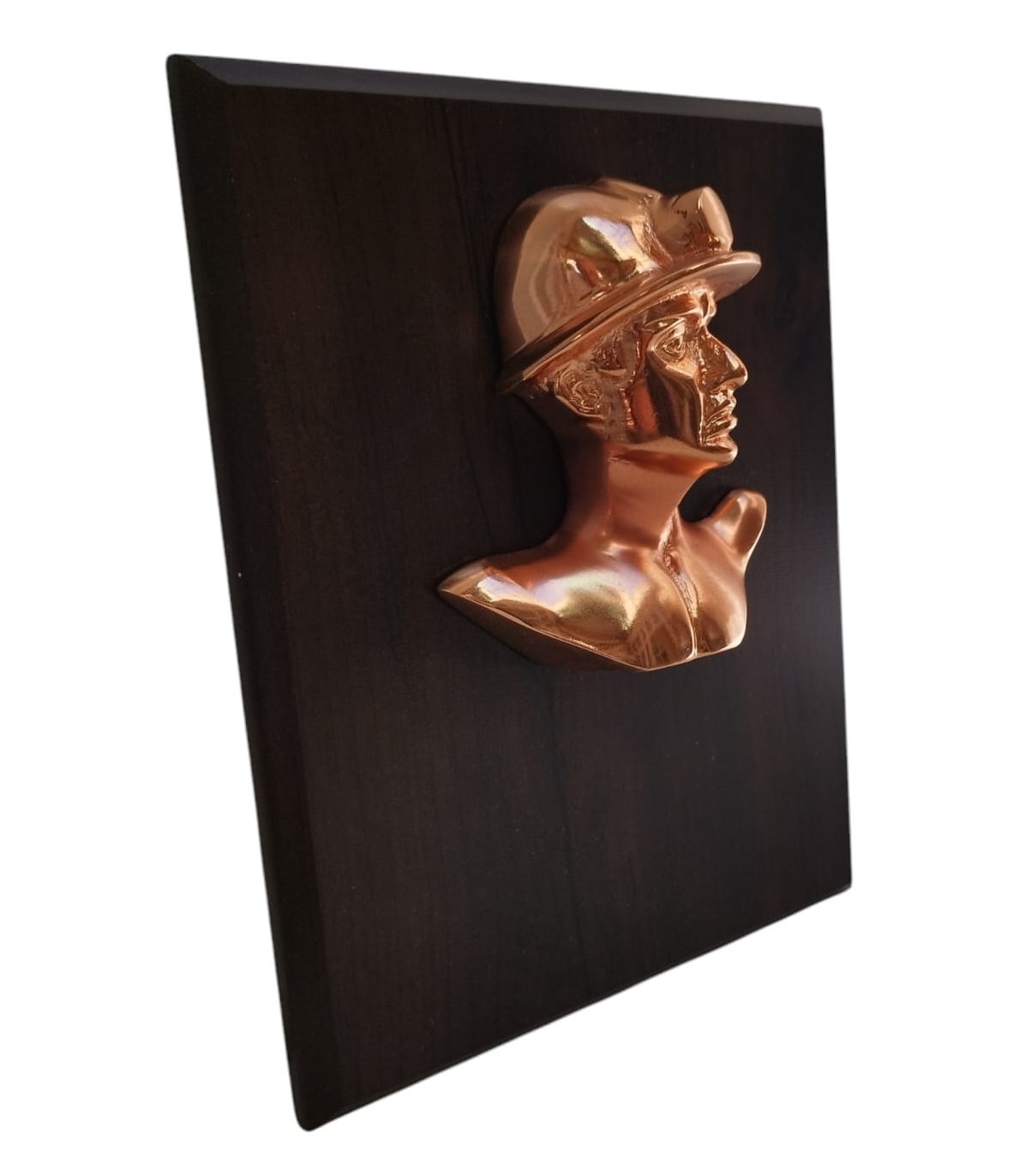 Galvano Busto Minero Metálico  Cobrizado, Con Placa Grabada