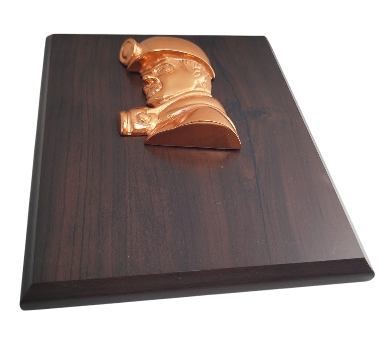 Galvano Rostro Minero Metálico Cobrizado, Con Placa Grabada