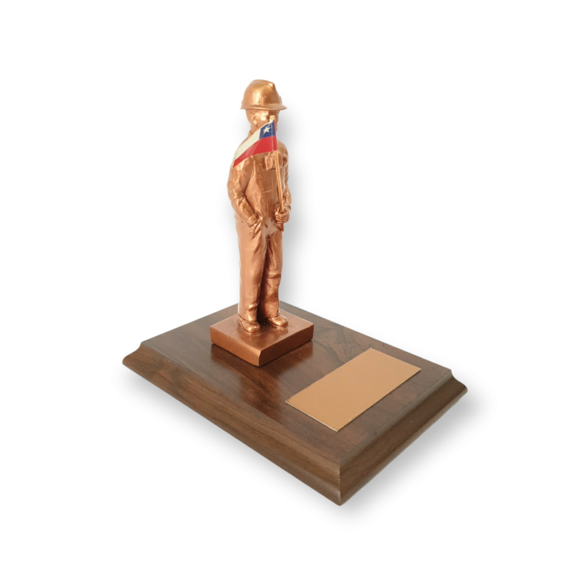 Minero De Resina Base Madera, Placa Grabada