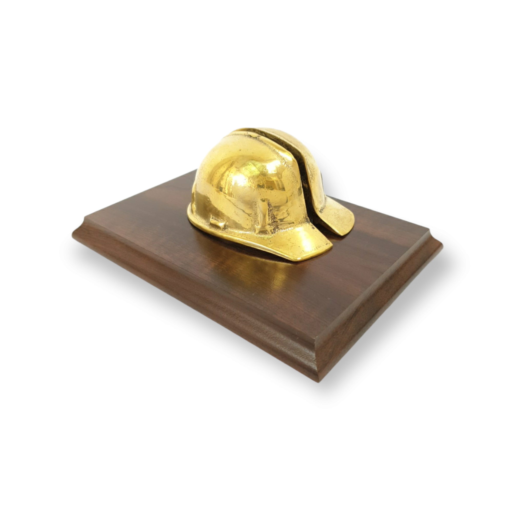 Portacartas Casco Minero De Bronce, Base Madera.