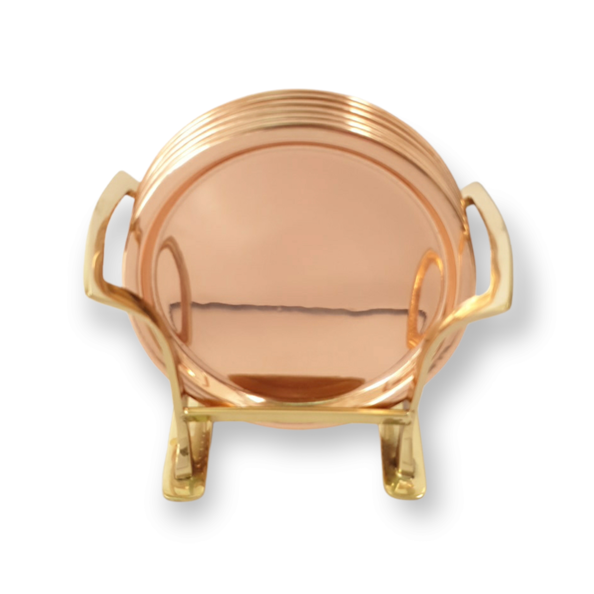 Posavasos De Cobre Con Soporte De Bronce Set 6 Unid. Plato De 11 Cm