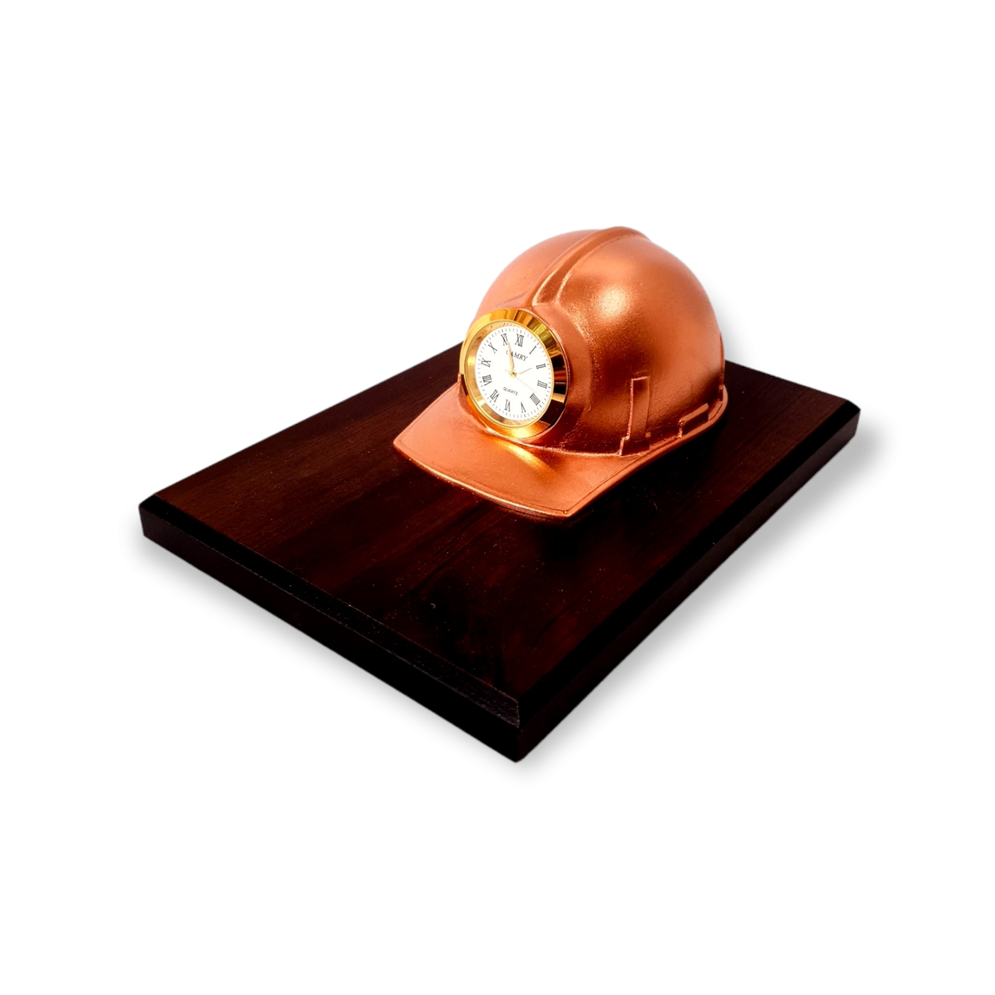 Reloj Casco Minero De Resina En Base De Madera