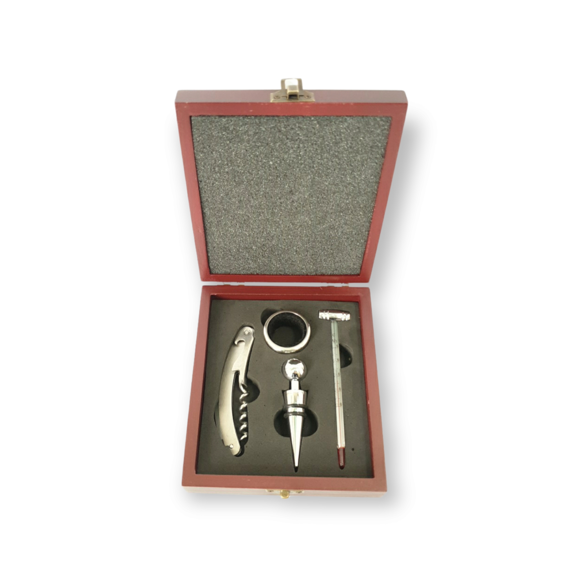 Set Para Vino Caja De Madera 4 Piezas